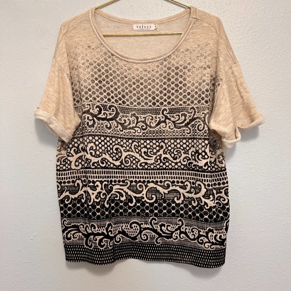 Velvet By Graham & Spencer Pattern Short Sleeve Top Women's M